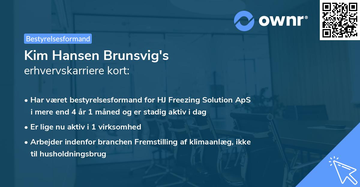 Kim Hansen Brunsvig's erhvervskarriere kort