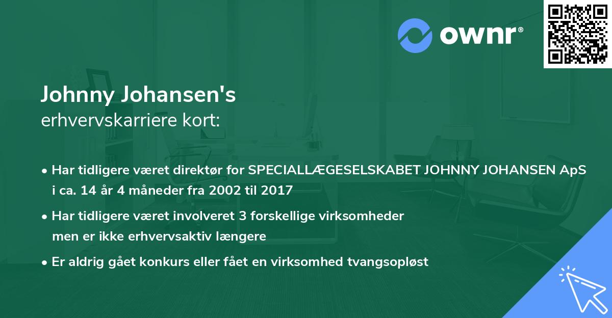 Johnny Johansen's erhvervskarriere kort