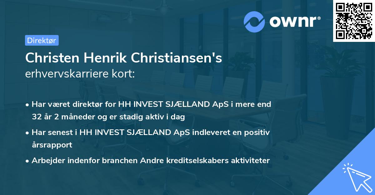 Christen Henrik Christiansen's erhvervskarriere kort