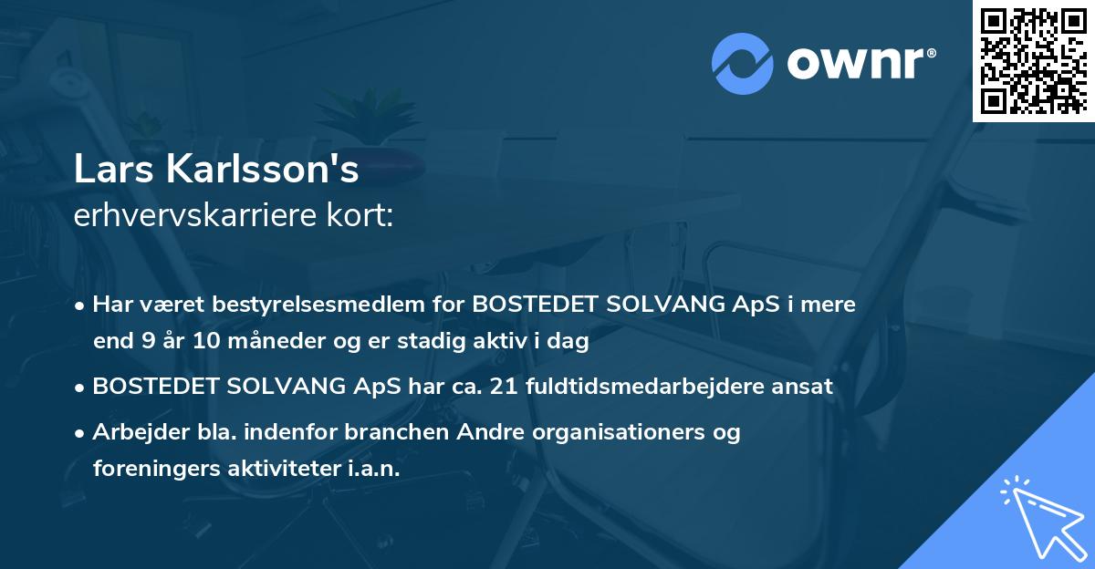 Lars Karlsson's erhvervskarriere kort