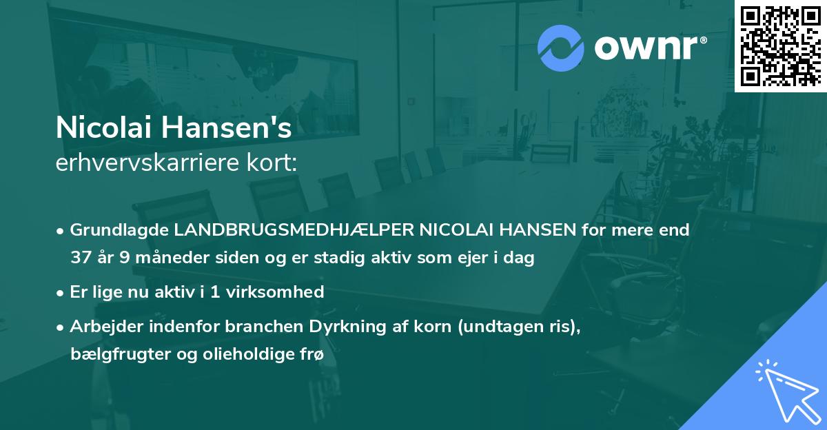 Nicolai Hansen's erhvervskarriere kort