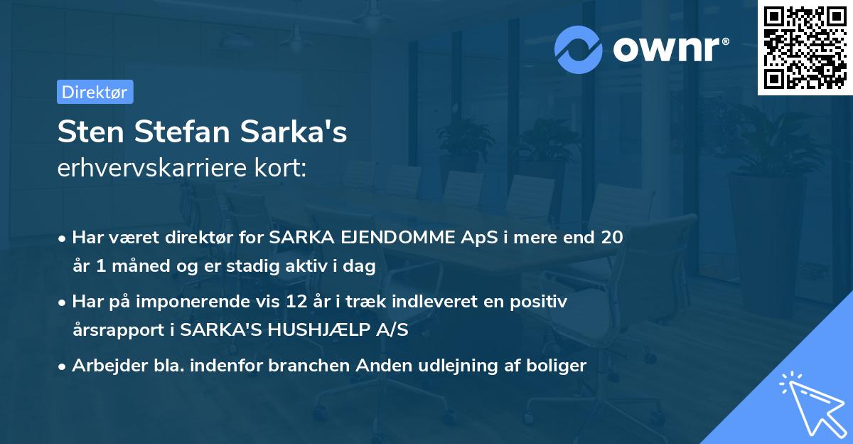 Sten Stefan Sarka's erhvervskarriere kort
