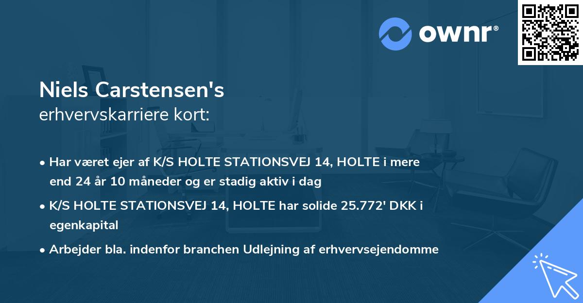 Niels Carstensen's erhvervskarriere kort