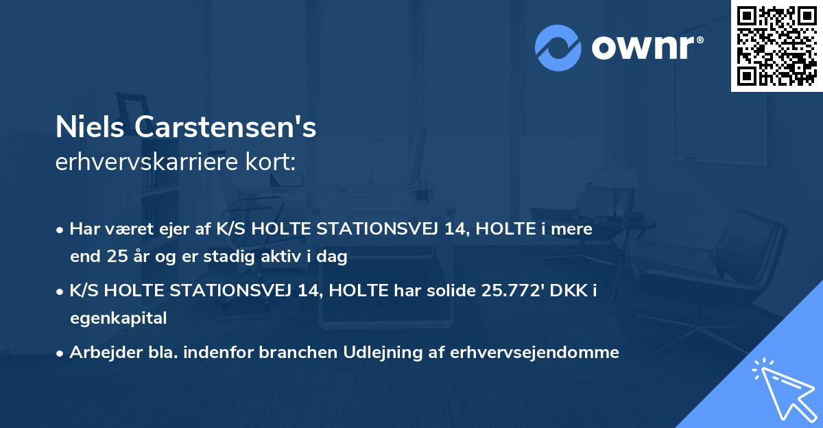 Niels Carstensen's erhvervskarriere kort