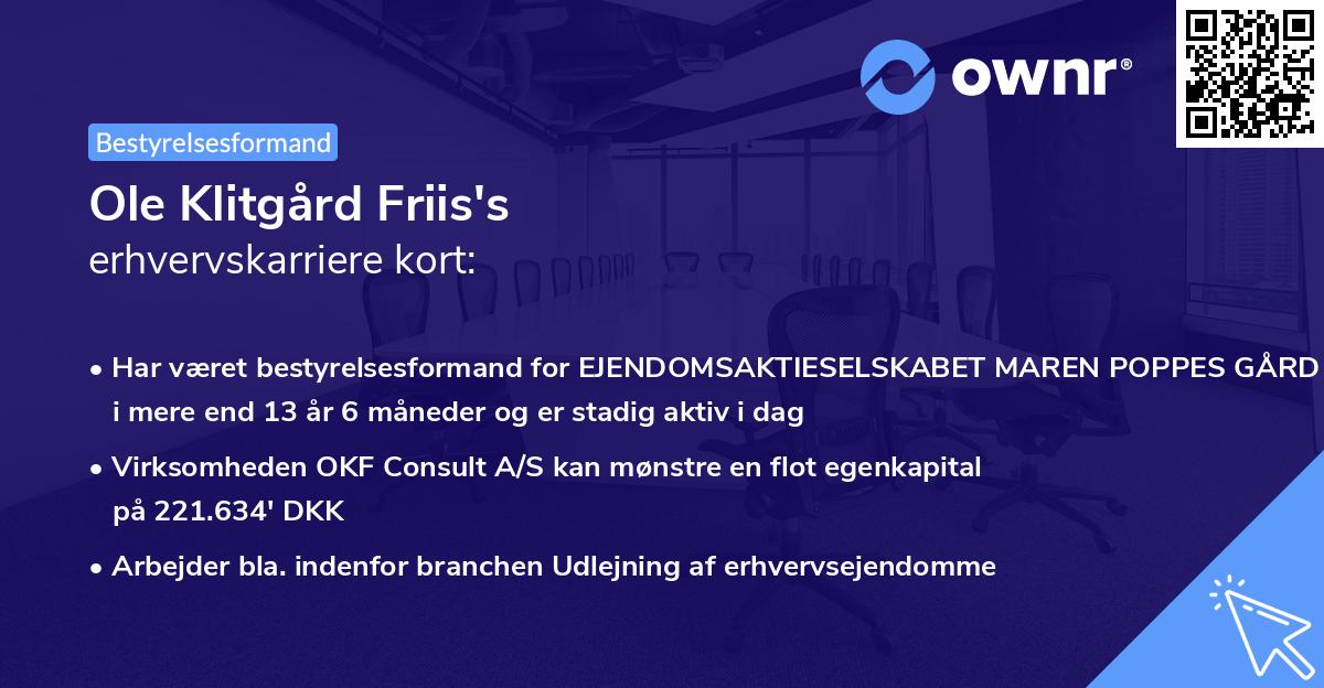 Ole Klitgård Friis's erhvervskarriere kort
