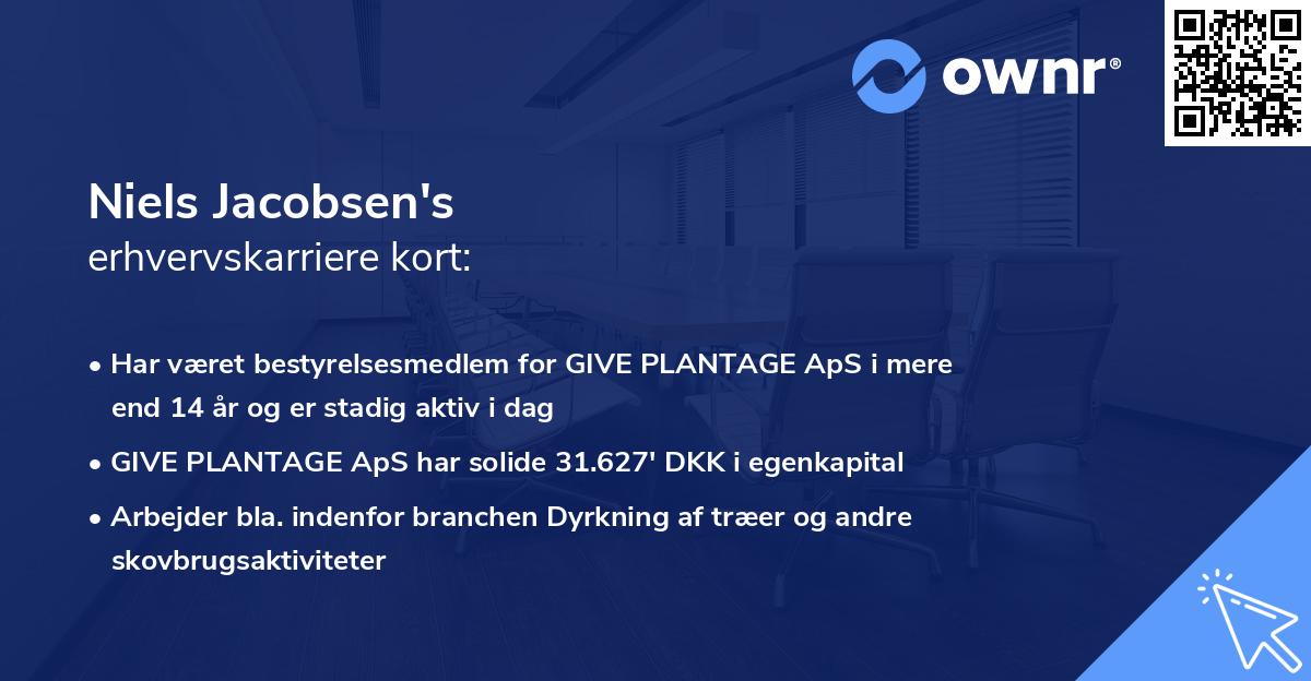 Niels Jacobsen's erhvervskarriere kort