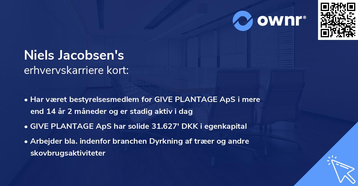 Niels Jacobsen's erhvervskarriere kort