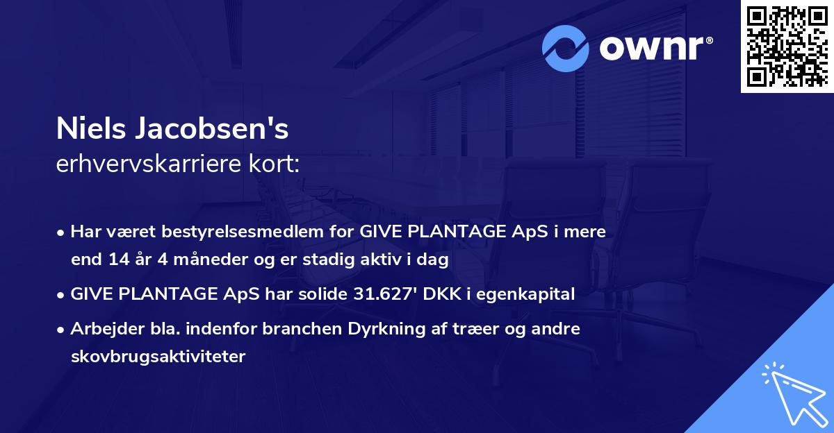 Niels Jacobsen's erhvervskarriere kort