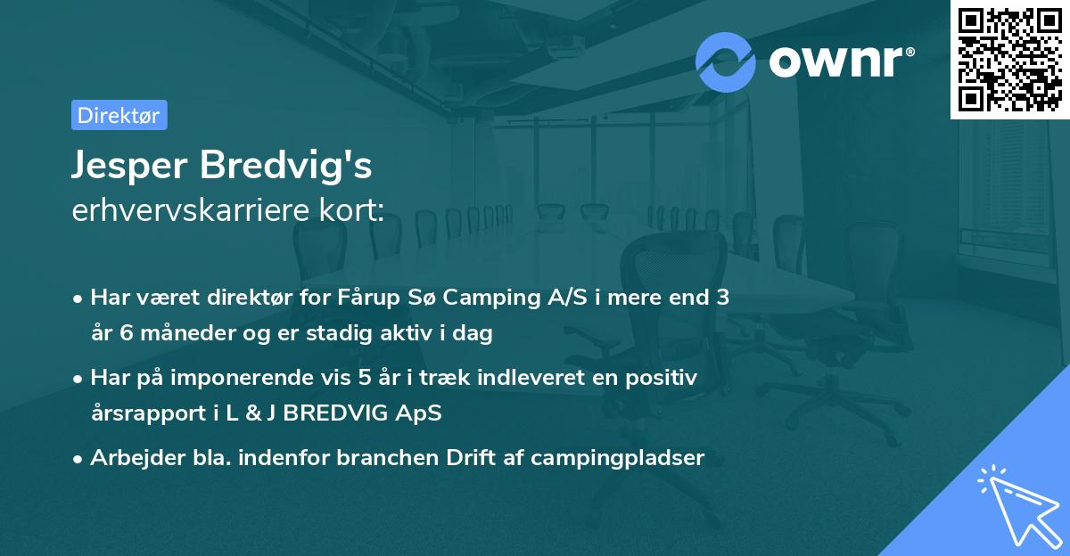 Jesper Bredvig's erhvervskarriere kort