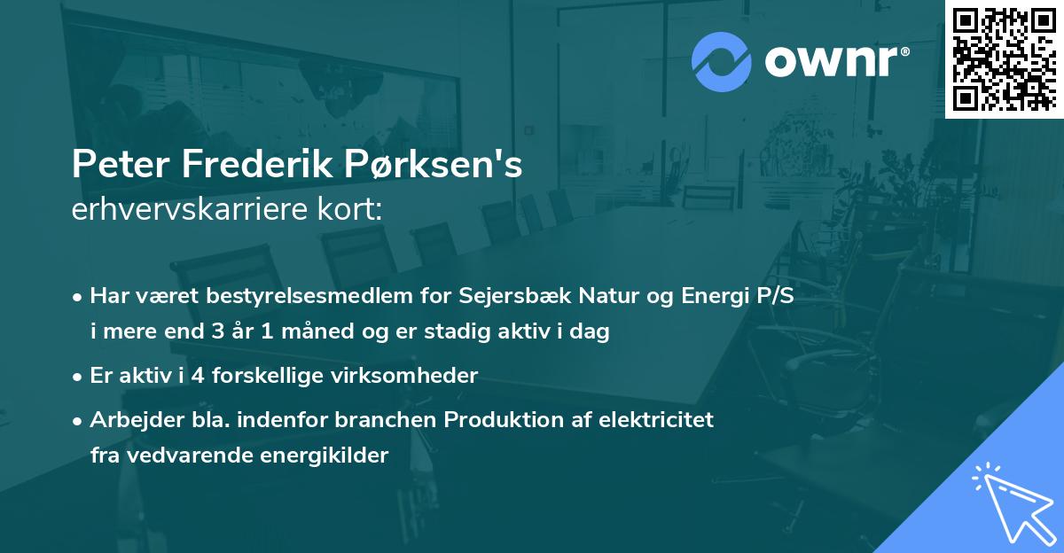 Peter Frederik Pørksen's erhvervskarriere kort
