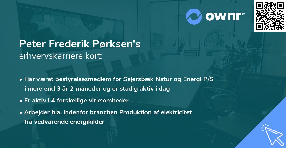 Peter Frederik Pørksen's erhvervskarriere kort