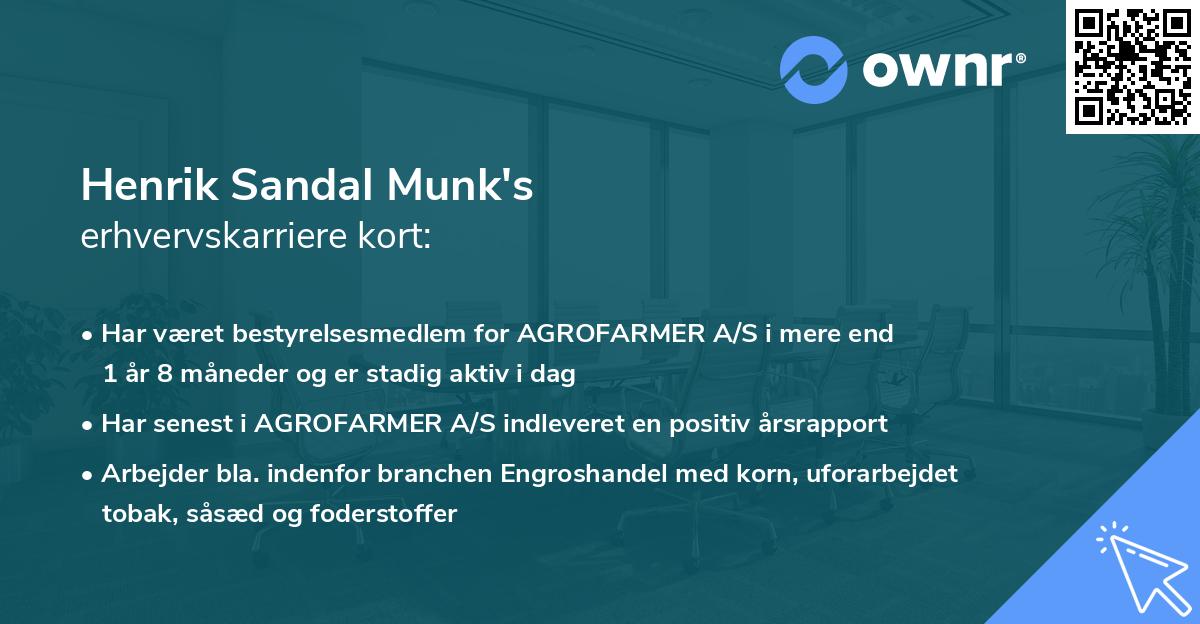 Henrik Sandal Munk's erhvervskarriere kort