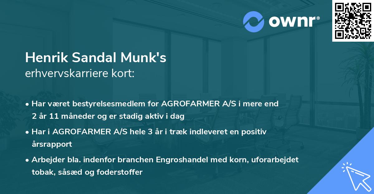 Henrik Sandal Munk's erhvervskarriere kort