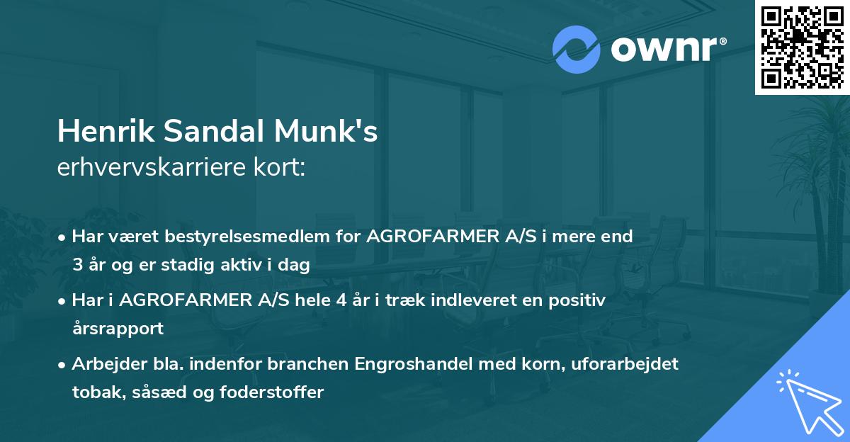 Henrik Sandal Munk's erhvervskarriere kort