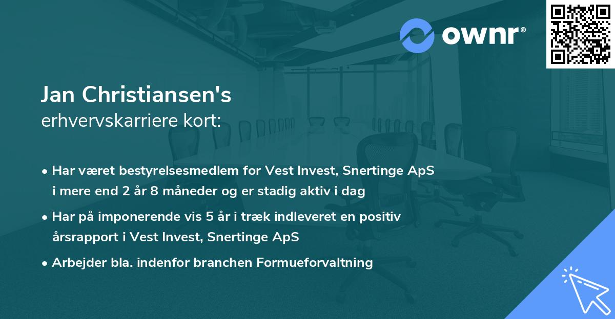 Jan Christiansen's erhvervskarriere kort