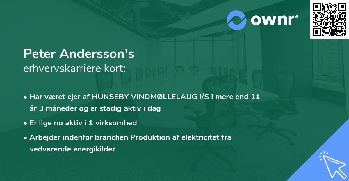 Peter Andersson's erhvervskarriere kort