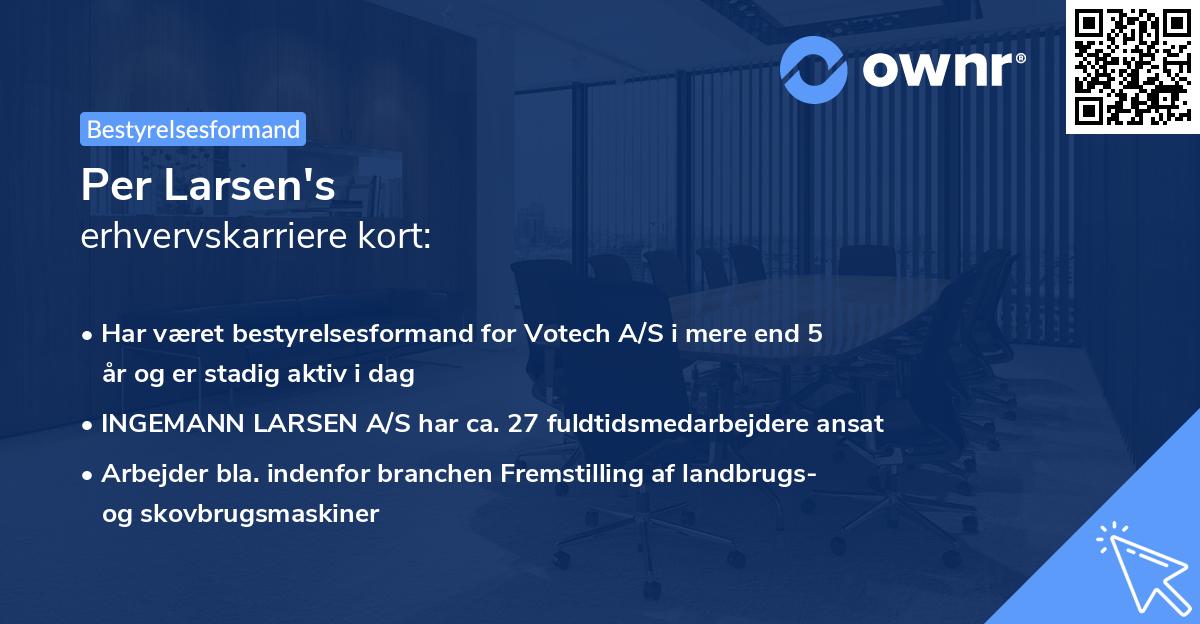 Per Larsen's erhvervskarriere kort