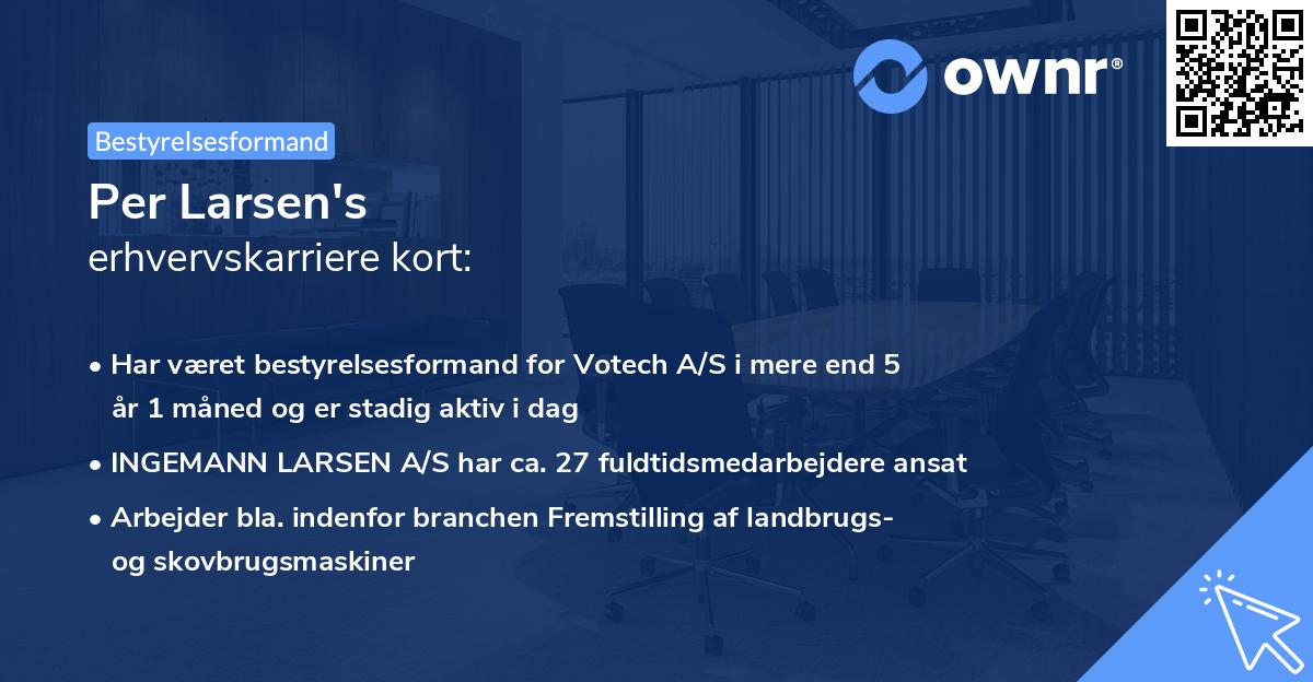 Per Larsen's erhvervskarriere kort