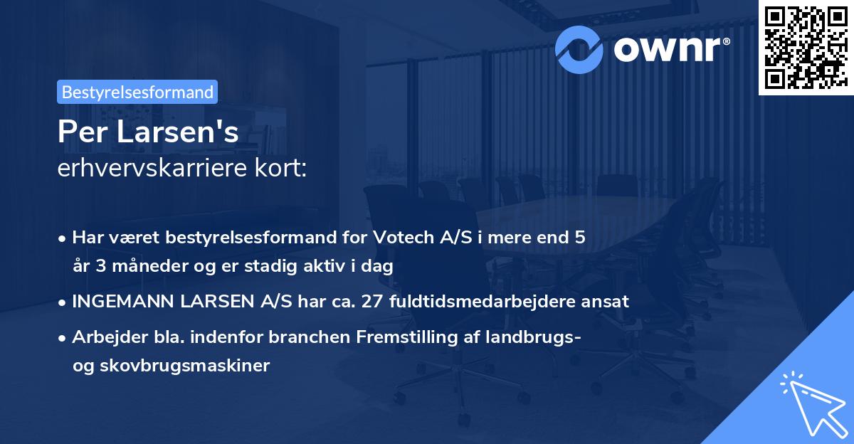 Per Larsen's erhvervskarriere kort