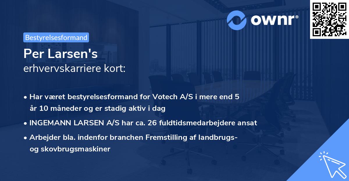 Per Larsen's erhvervskarriere kort