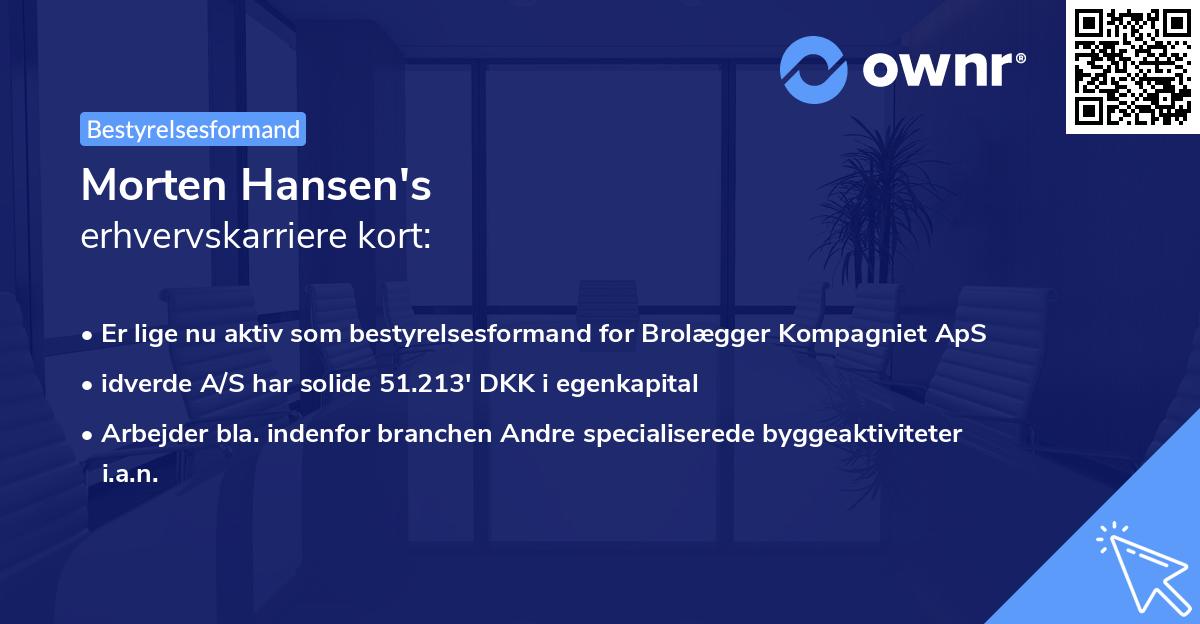 Morten Hansen's erhvervskarriere kort