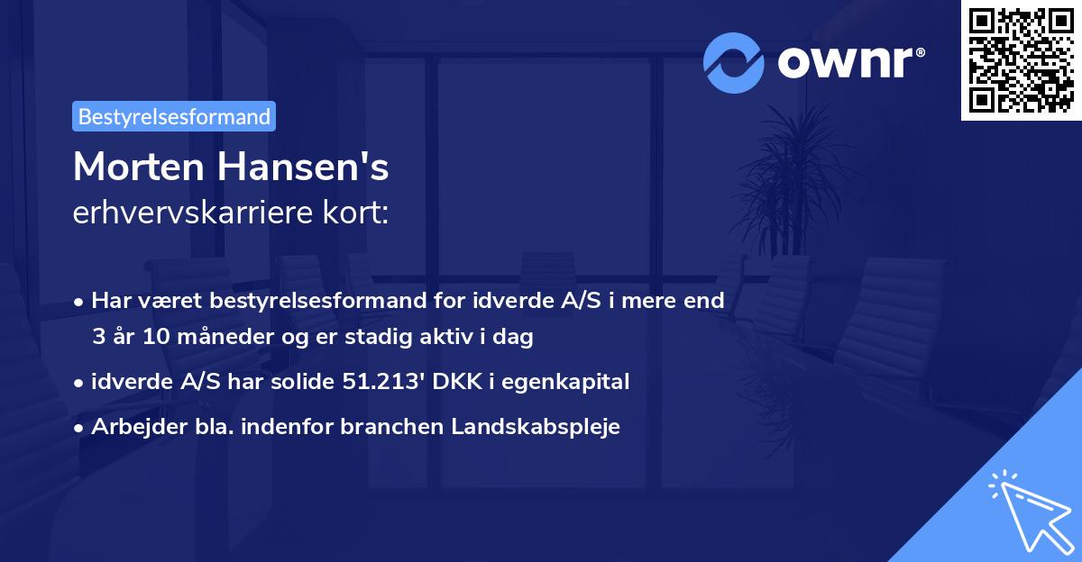 Morten Hansen's erhvervskarriere kort