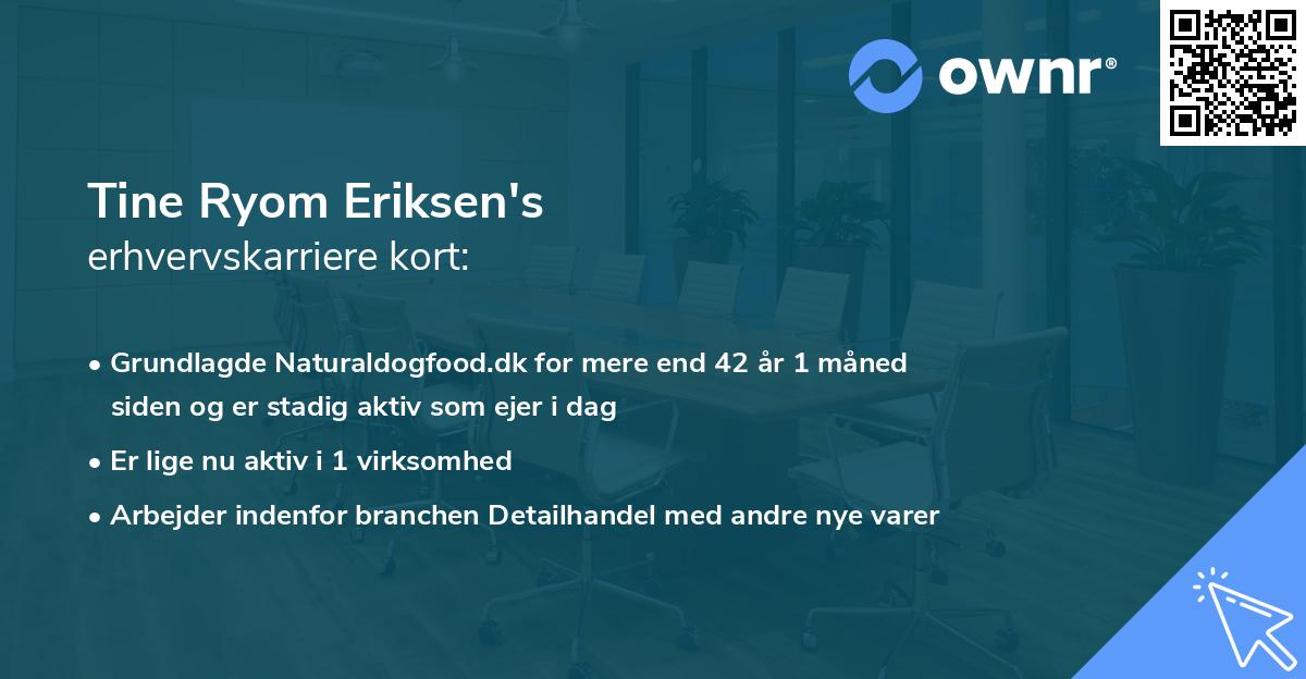 Tine Ryom Eriksen's erhvervskarriere kort