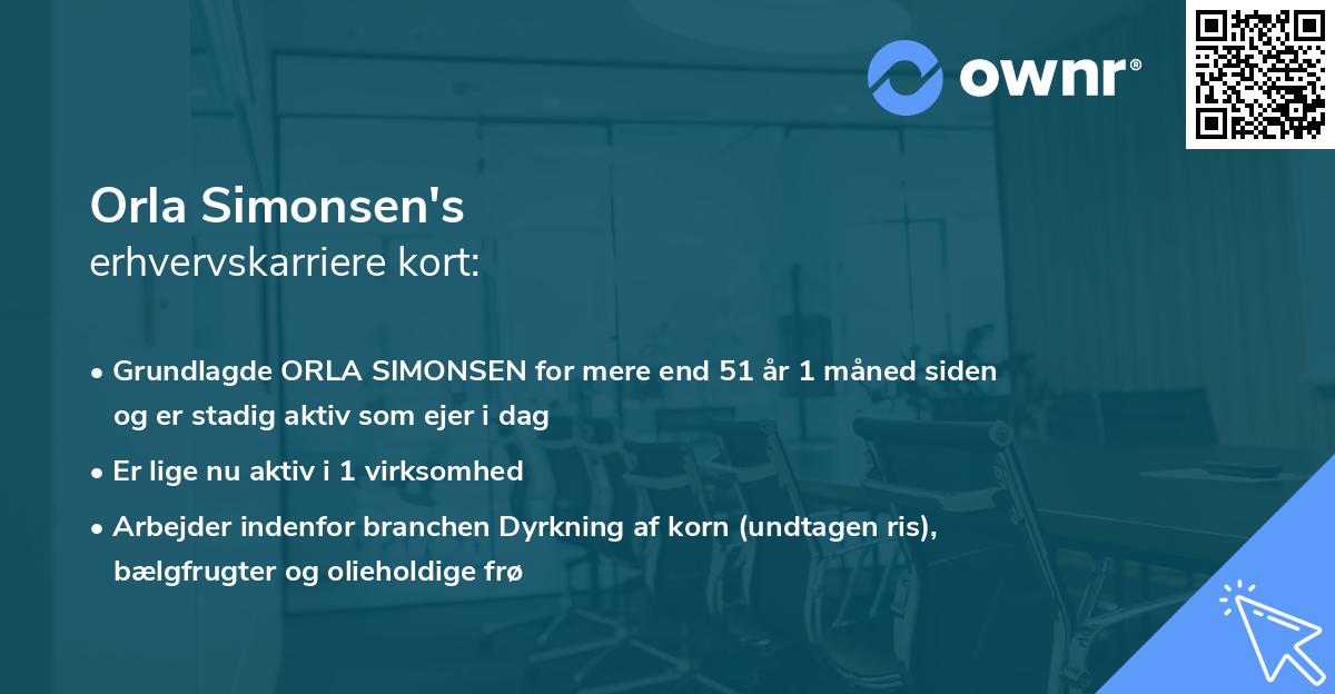 Orla Simonsen's erhvervskarriere kort