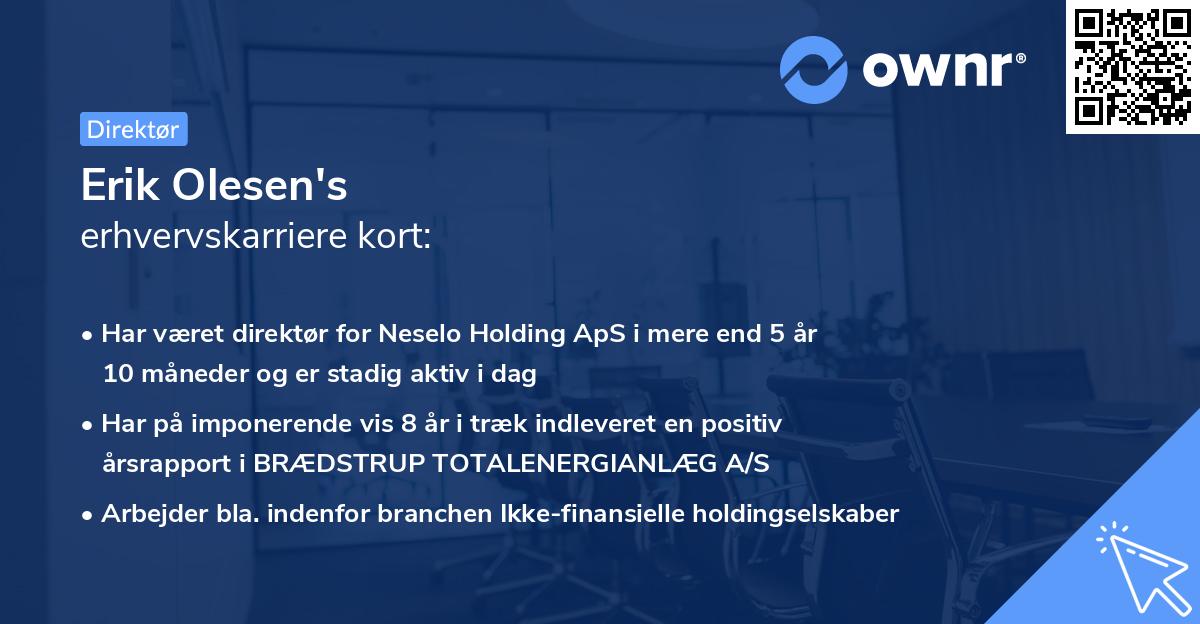 Erik Olesen's erhvervskarriere kort