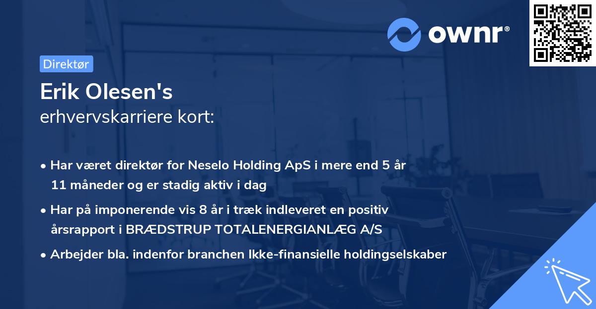 Erik Olesen's erhvervskarriere kort