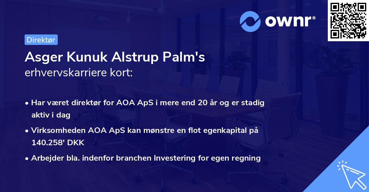Asger Kunuk Alstrup Palm's erhvervskarriere kort