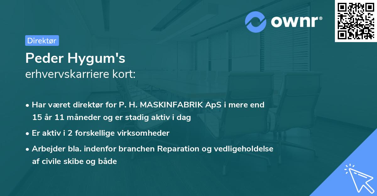 Peder Hygum's erhvervskarriere kort