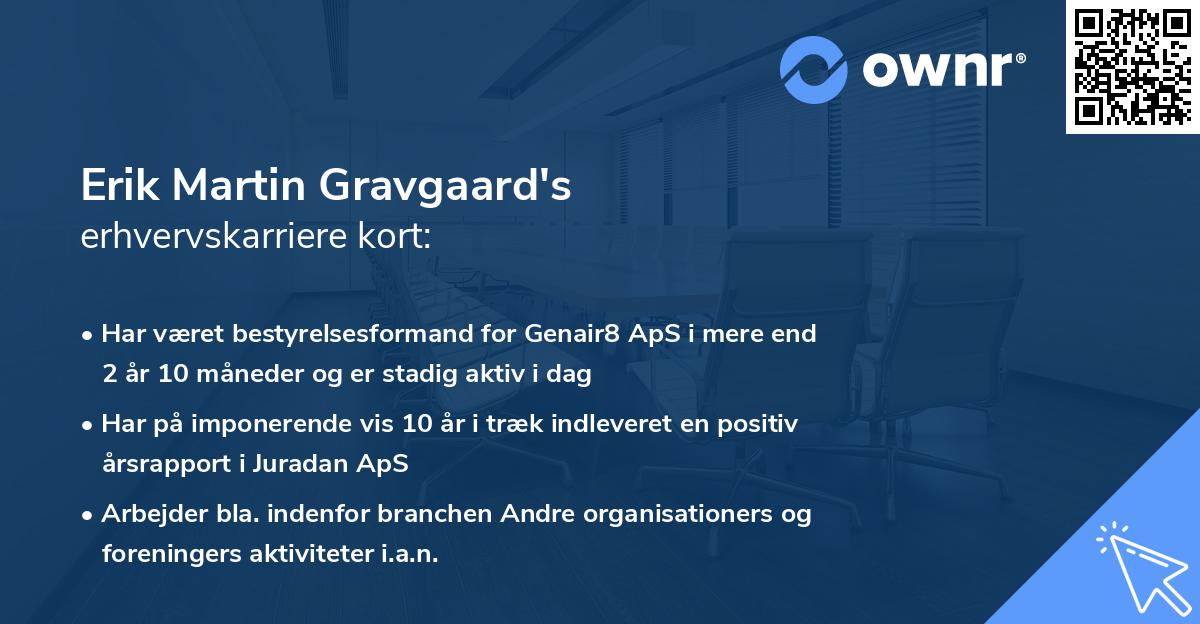 Erik Martin Gravgaard's erhvervskarriere kort