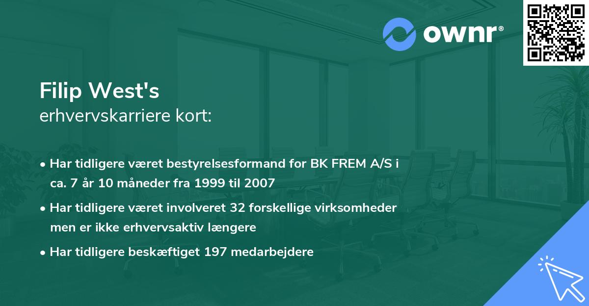 Filip West's erhvervskarriere kort