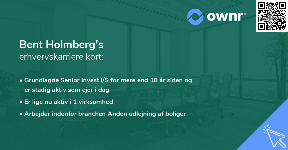 Bent Holmberg's erhvervskarriere kort