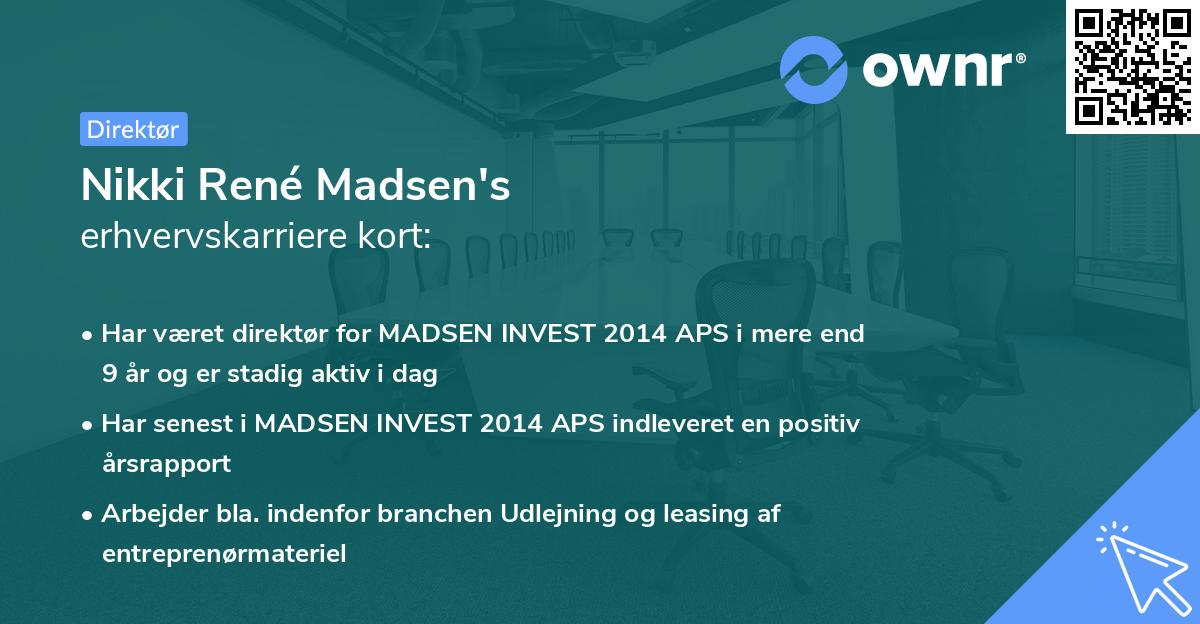 Nikki René Madsen's erhvervskarriere kort