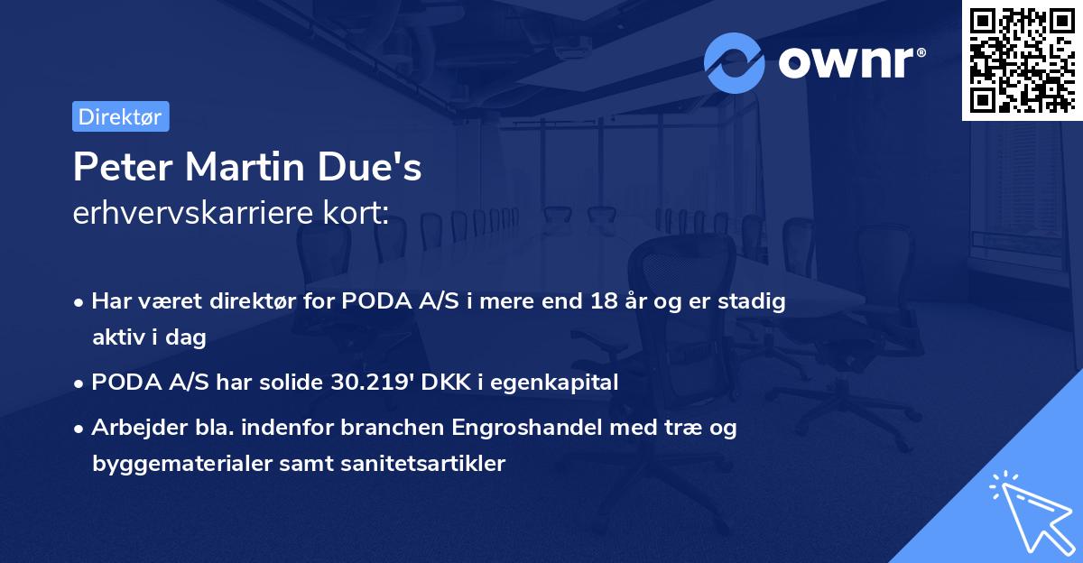 Peter Martin Due's erhvervskarriere kort