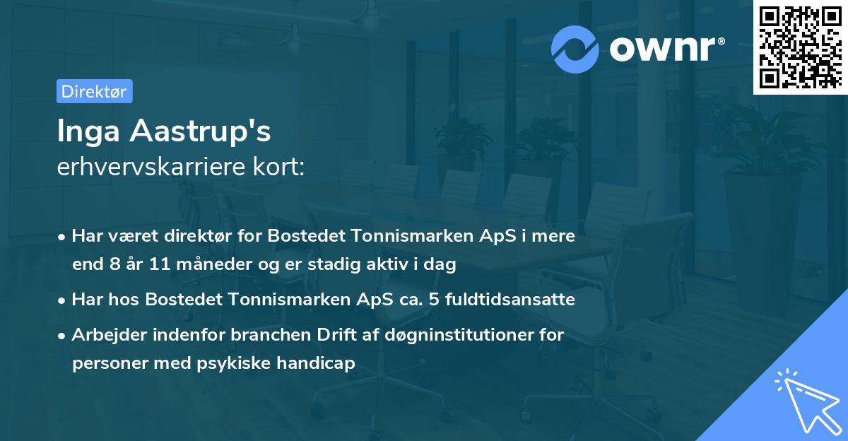 Inga Aastrup's erhvervskarriere kort
