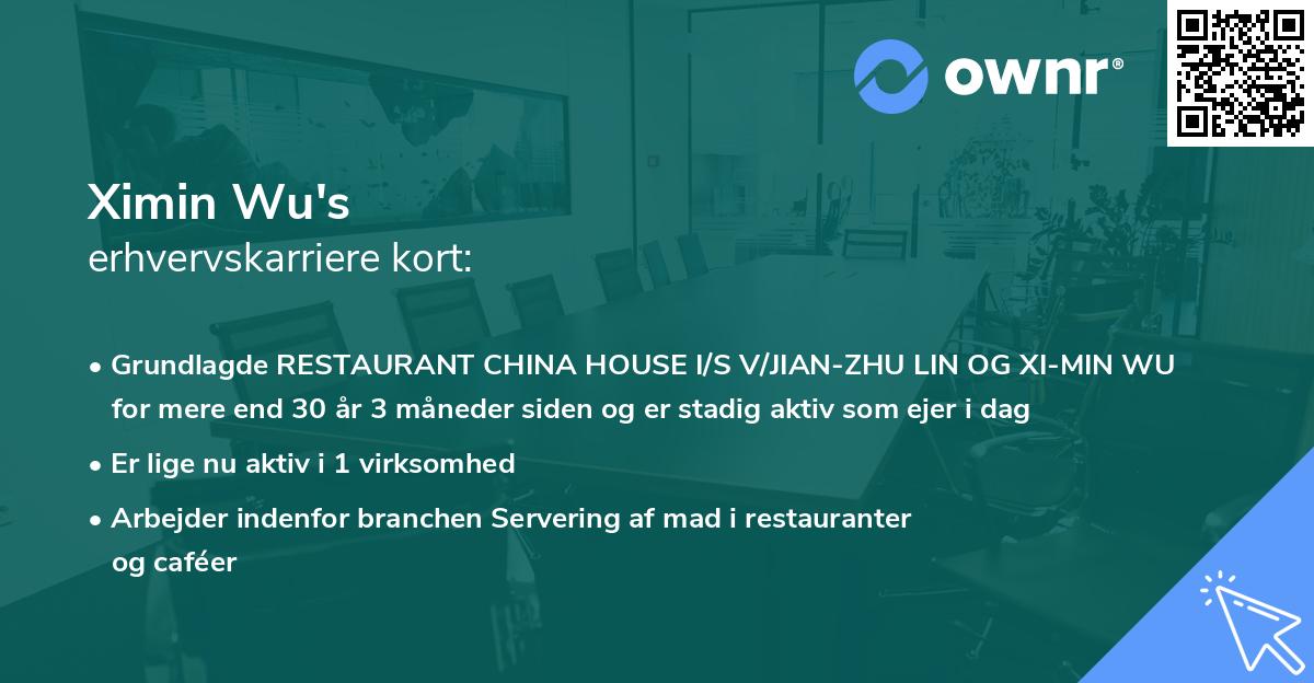 Ximin Wu's erhvervskarriere kort