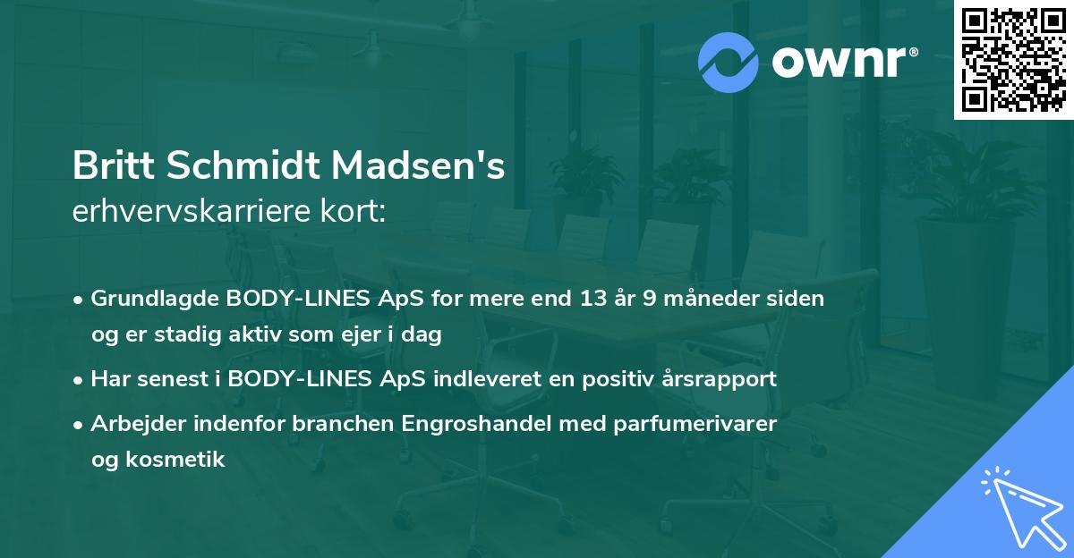 Britt Schmidt Madsen's erhvervskarriere kort