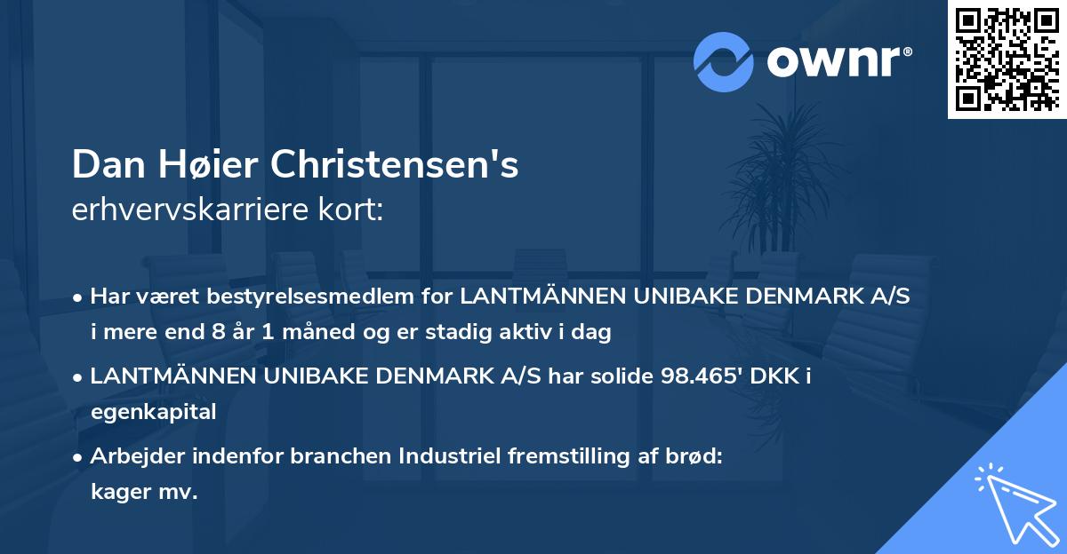 Dan Høier Christensen's erhvervskarriere kort