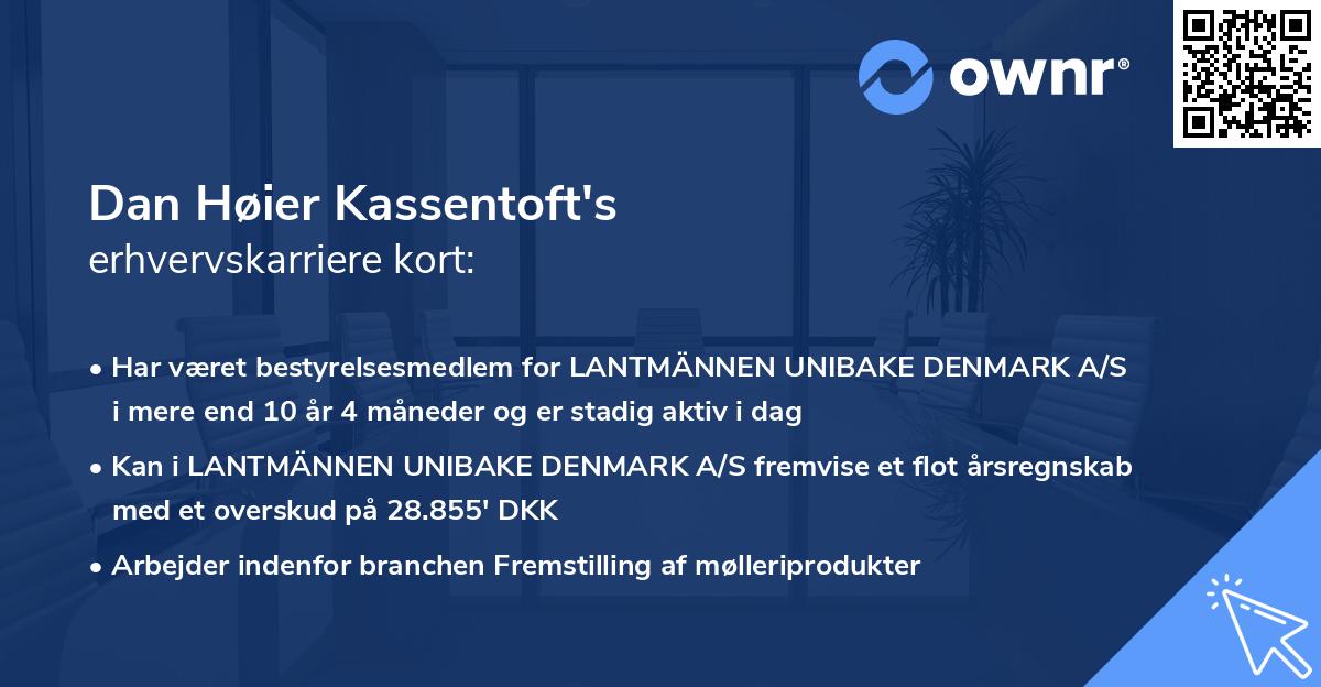 Dan Høier Kassentoft's erhvervskarriere kort