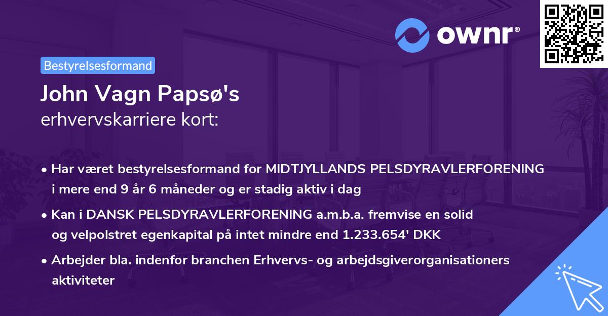 John Vagn Papsø's erhvervskarriere kort
