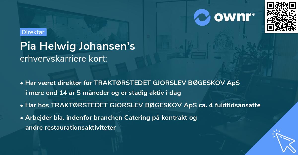 Pia Helwig Johansen's erhvervskarriere kort