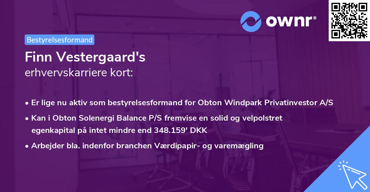 Finn Vestergaard's erhvervskarriere kort