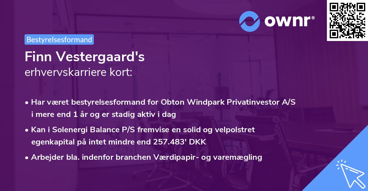 Finn Vestergaard's erhvervskarriere kort