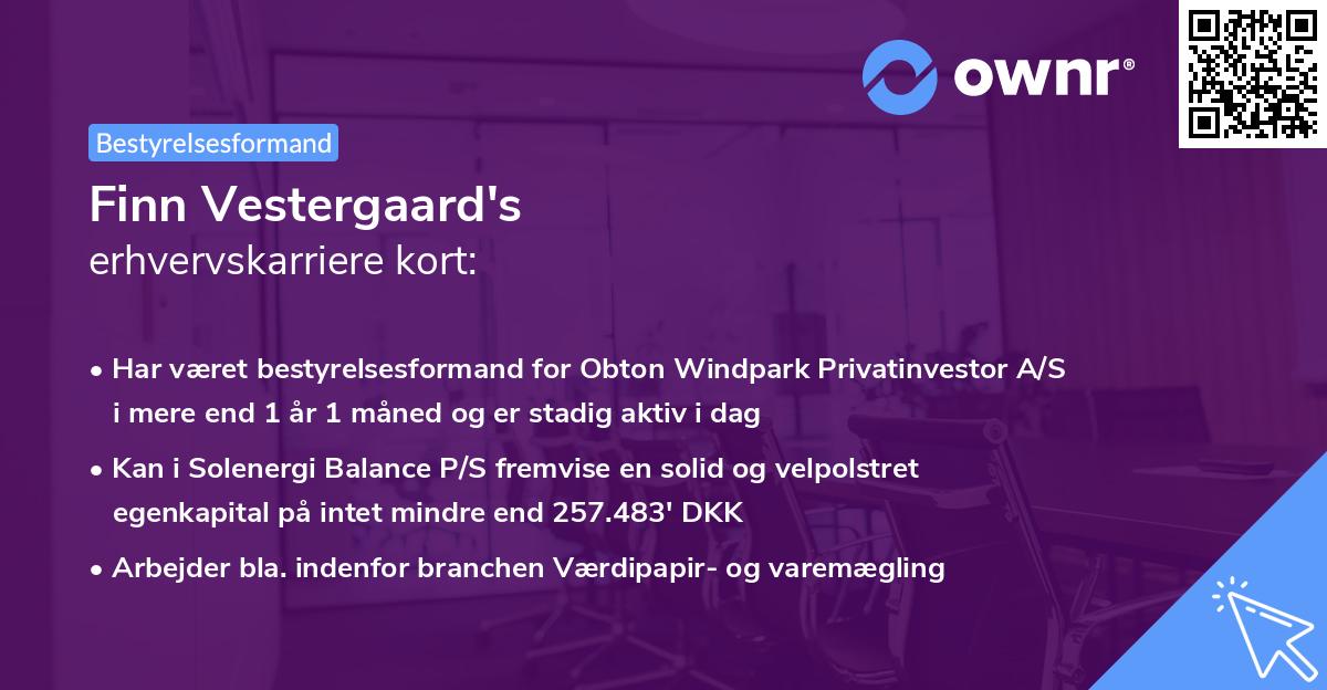 Finn Vestergaard's erhvervskarriere kort
