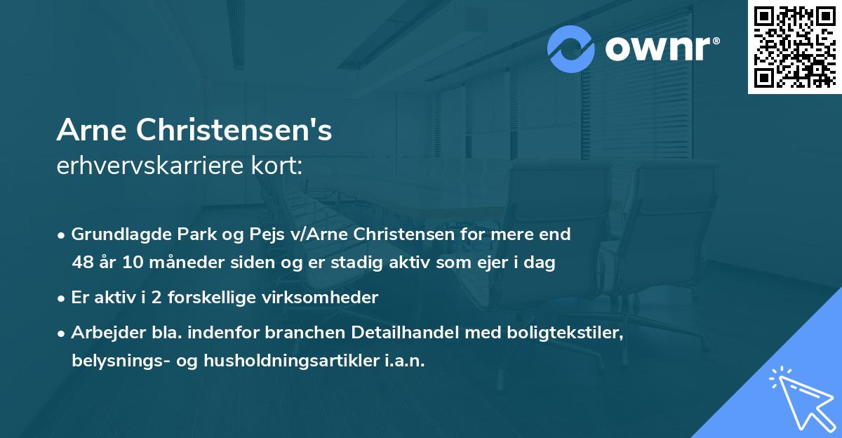 Arne Christensen's erhvervskarriere kort