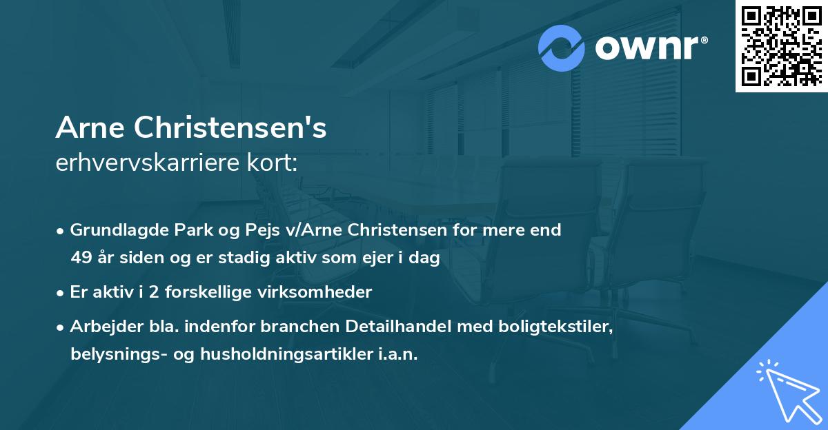 Arne Christensen's erhvervskarriere kort