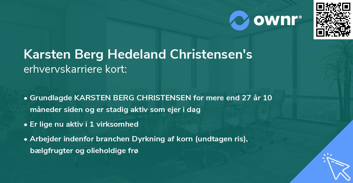 Karsten Berg Hedeland Christensen's erhvervskarriere kort